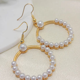 Pearl Halo Hoops Drop Earrings