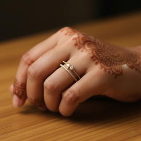 Radiant Heartline Dual-Band Ring 18K Gold Plated