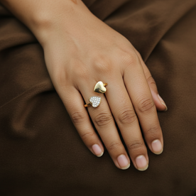TwinHeart Aura Ring 18K Gold Waterproof Anti Tarnish Open Rings