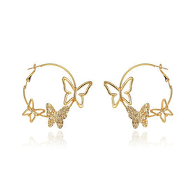 Butterfly Charm Hoops Earrings