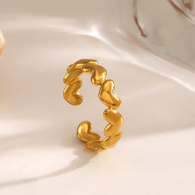 Golden Heartline Ring 18K Gold Plated Open Rings