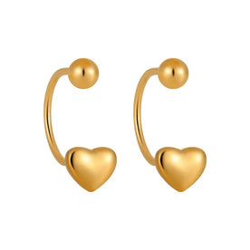 Golden Heart Huggies earrings