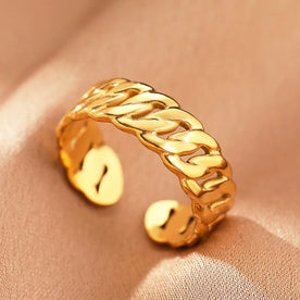 Golden Link Open Ring 18K Gold Plated