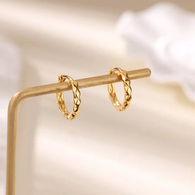 Facet Glow Huggies Earrings  Anti Tarnish 18K Gold Plated