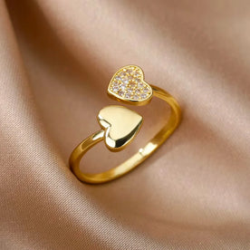 TwinHeart Aura Ring 18K Gold Waterproof Anti Tarnish Open Rings