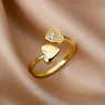 TwinHeart Aura Ring 18K Gold Waterproof Anti Tarnish Open Rings