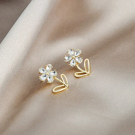 Crystal Bloom Studs Earrings Anti Tarnish 18K Gold Plated
