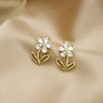 Crystal Bloom Studs Earrings Anti Tarnish 18K Gold Plated