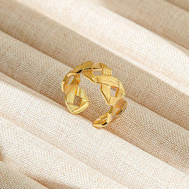 Zari Weave Open Ring 18K Gold Plated