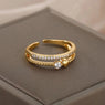 Radiant Heartline Dual-Band Ring 18K Gold Plated