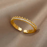 Beaded Glow Zircon Open Ring 18K Gold Plated