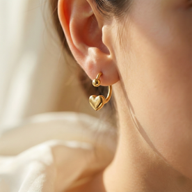 Golden Heart Huggies earrings