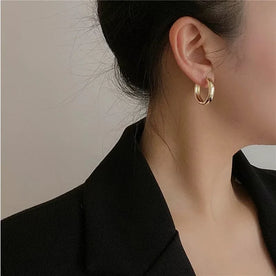 Golden Dome Hoops Earrings 1 Pair