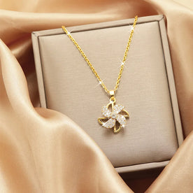 Rotatable Zircon Windmill Necklace