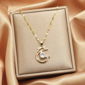 Zircon Little Dolphin Necklace